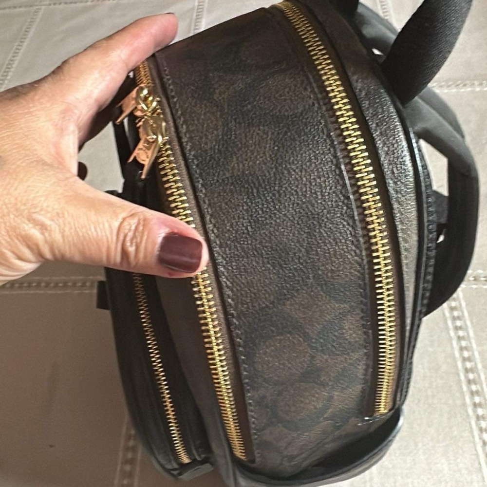 Coach Small Brown Signature Canvas & Leather Backpack with Gold Hardware - Picture 2 of 15